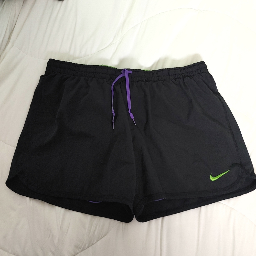 Nike Black, purple And Green Athletic Shorts Lightweight Design